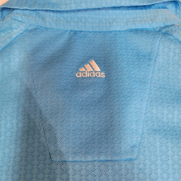 Adidas Clima Cool Womens Golf Polo Shirt On Size Medium Blue And White - Picture 5 of 9